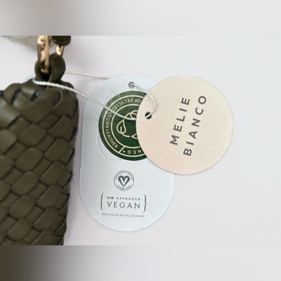 Melie Bianco Brigitte Olive Woven Charm Super cute mini purse Stylish & compact. - Picture 5 of 7